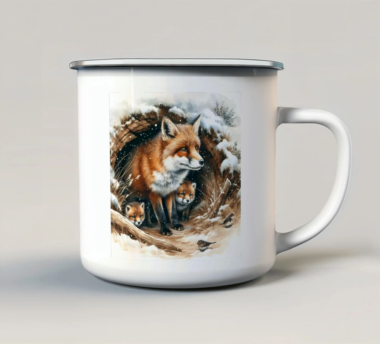 Volpe di Natale tazza in smalto da ARTOMATIC