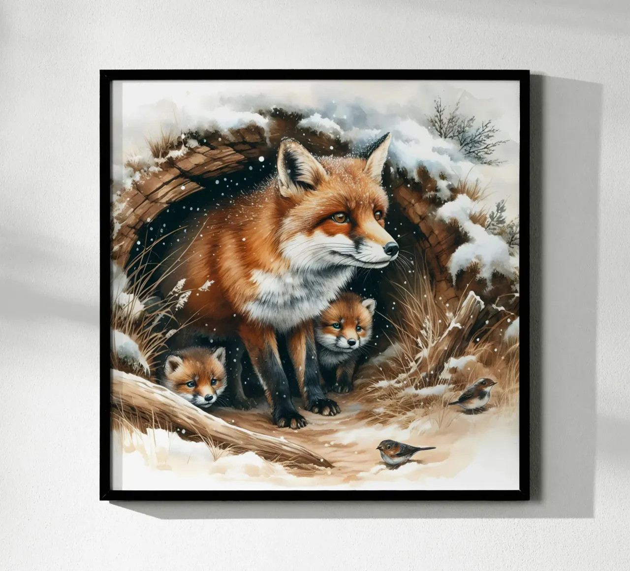 Volpe di Natale poster con telaio in plastica da ARTOMATIC