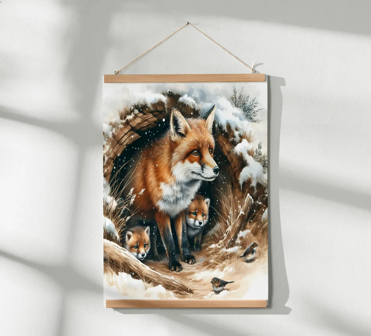Volpe di Natale poster con telaio in plastica da ARTOMATIC