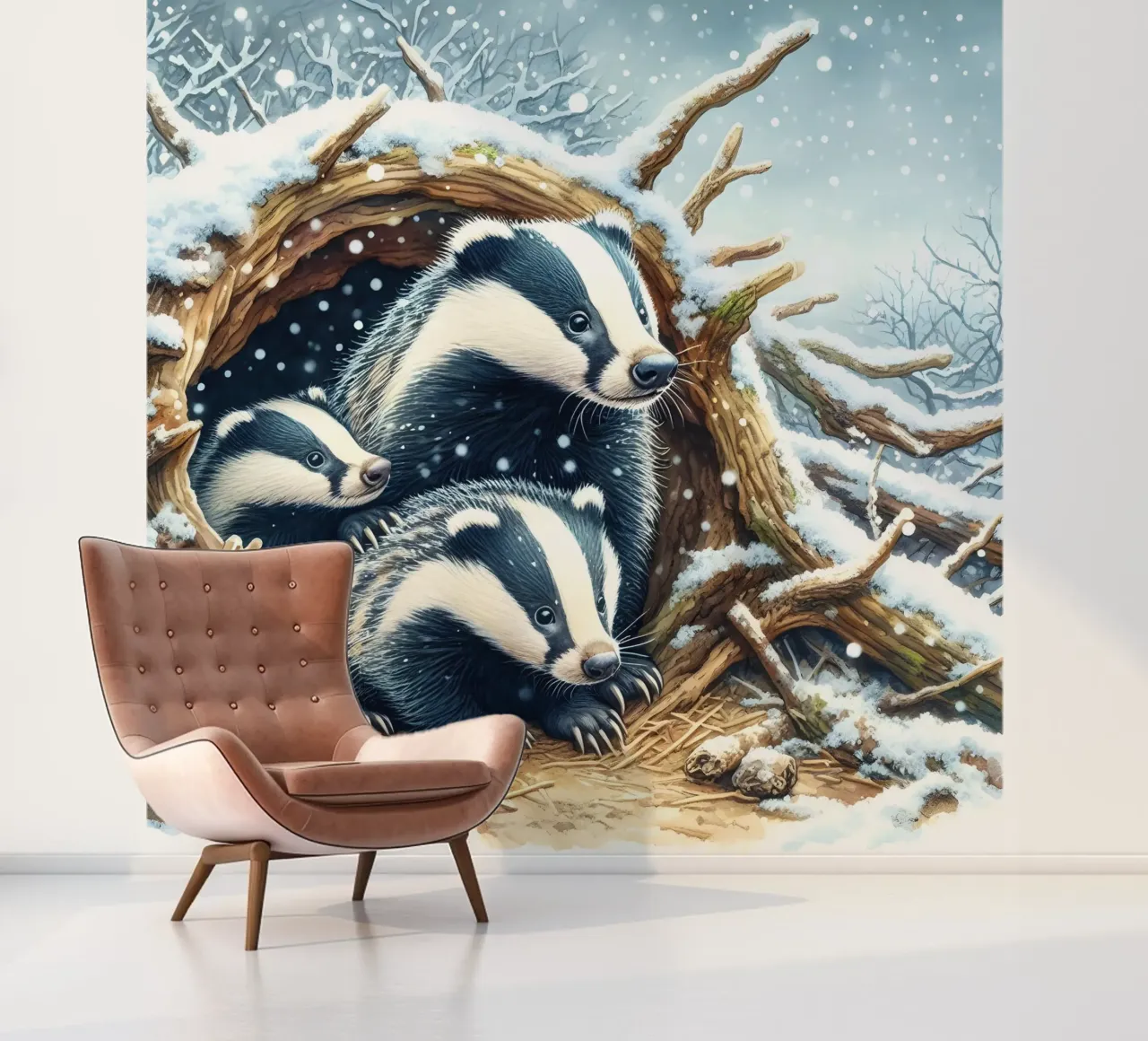 Christmas Badgers fotobehang van ARTOMATIC