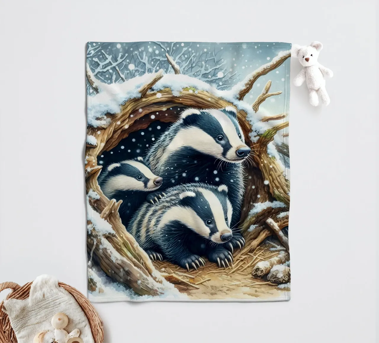 Kerstdassen fleecedeken van ARTOMATIC