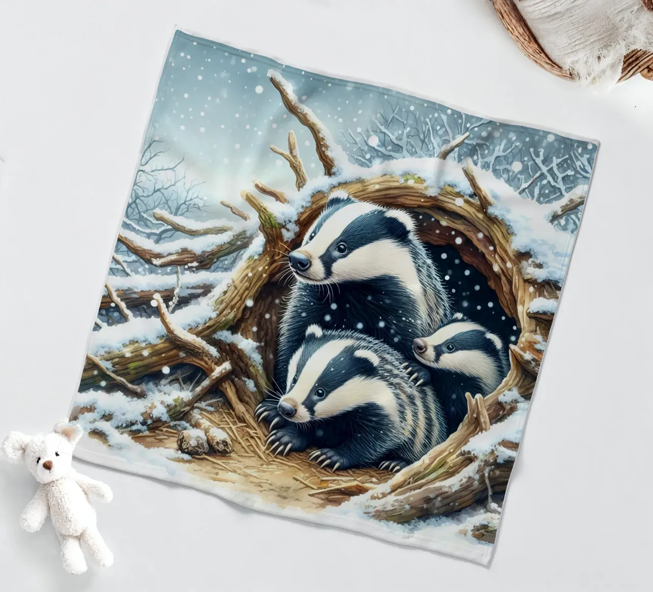 Kerstdassen fleecedeken van ARTOMATIC