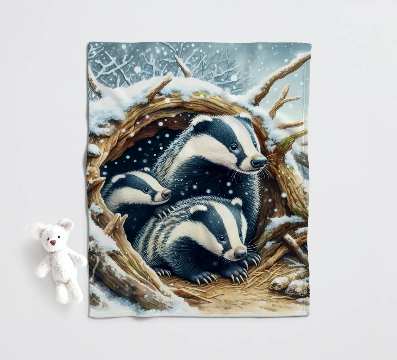 Kerstdassen fleecedeken van ARTOMATIC