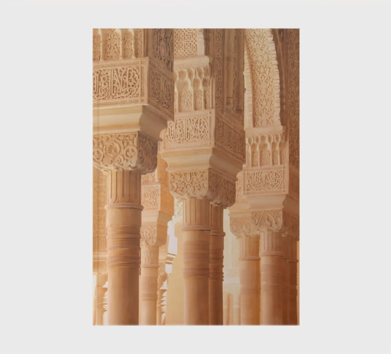 Colonnes sous la douce lumière du soleil, Alhambra, Espagne carnet de notes de Lisa Jureczko Arts Illustration