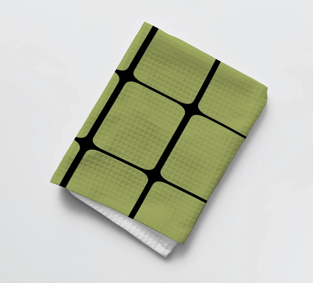 Design géométrique vert olive inspiré des années 70 torchon de Lisa Jureczko Arts Illustration