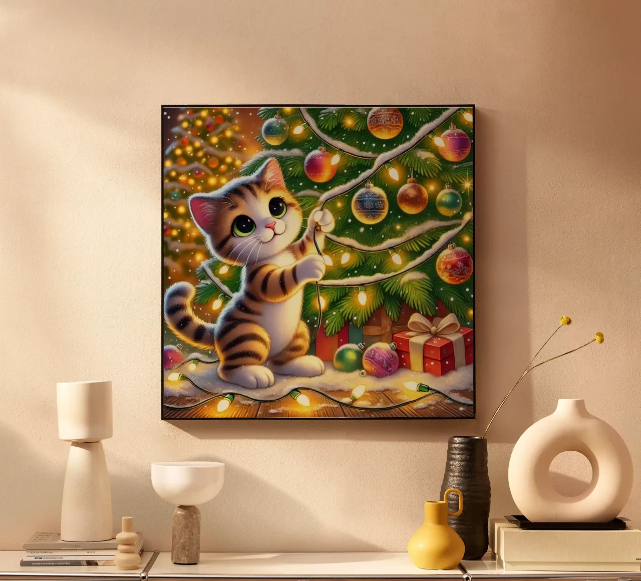Gatto festoso con luci plexiglass da FluffyToons