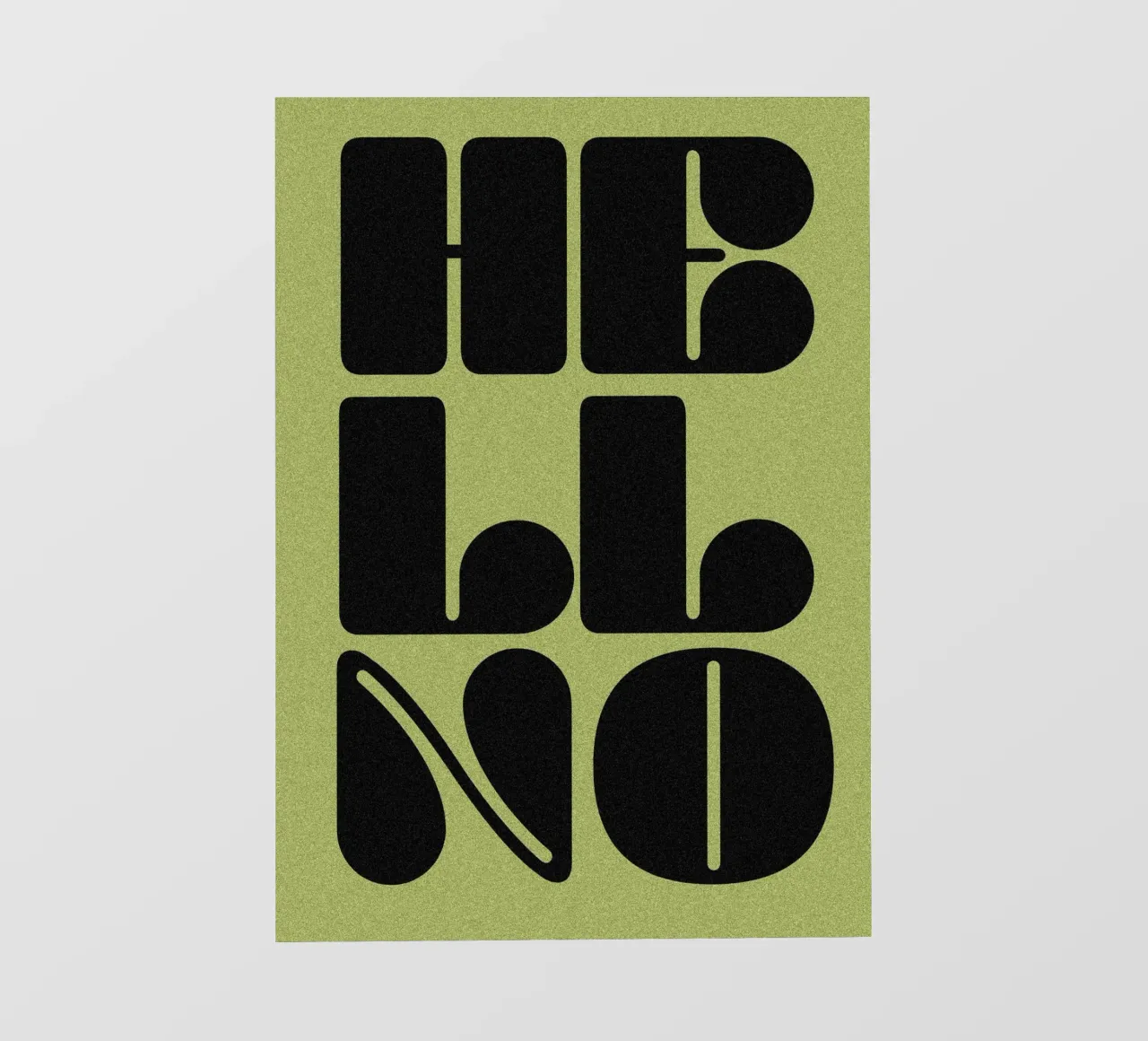 Slogan in stile retrò HELL NO su sfondo verde veleno pellicola backlit da Lisa Jureczko Arts Illustration
