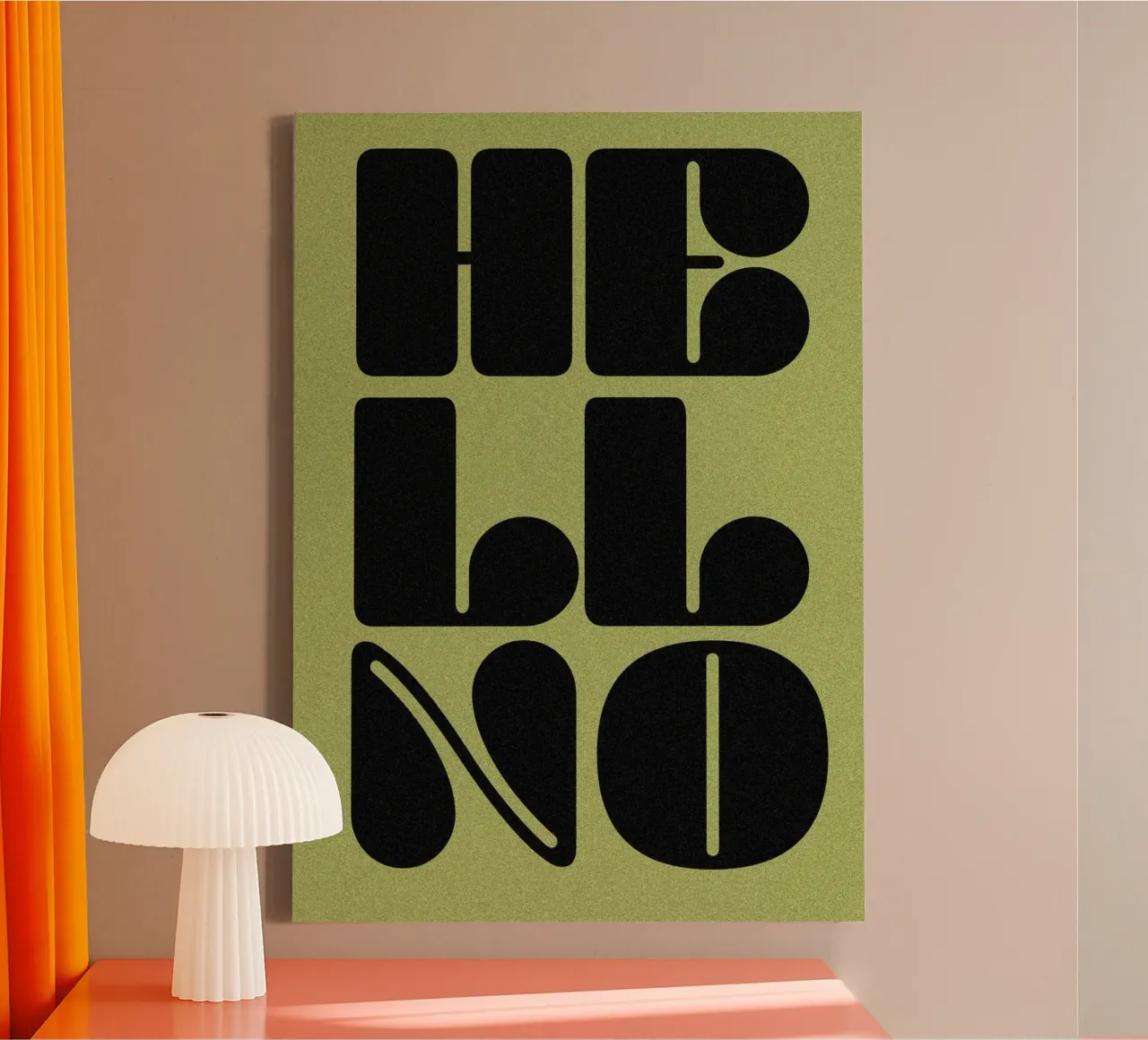 HELL NO retro style slogan on poison green background canvas by Lisa Jureczko Arts Illustration