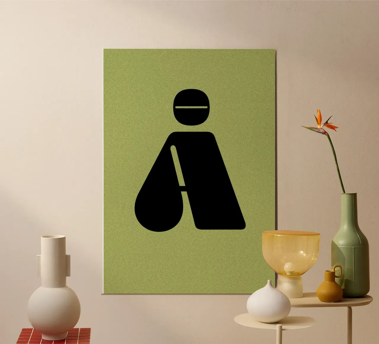 Lettera Å in stile retrò su sfondo verde veleno poster con telaio in alluminio da Lisa Jureczko Arts Illustration