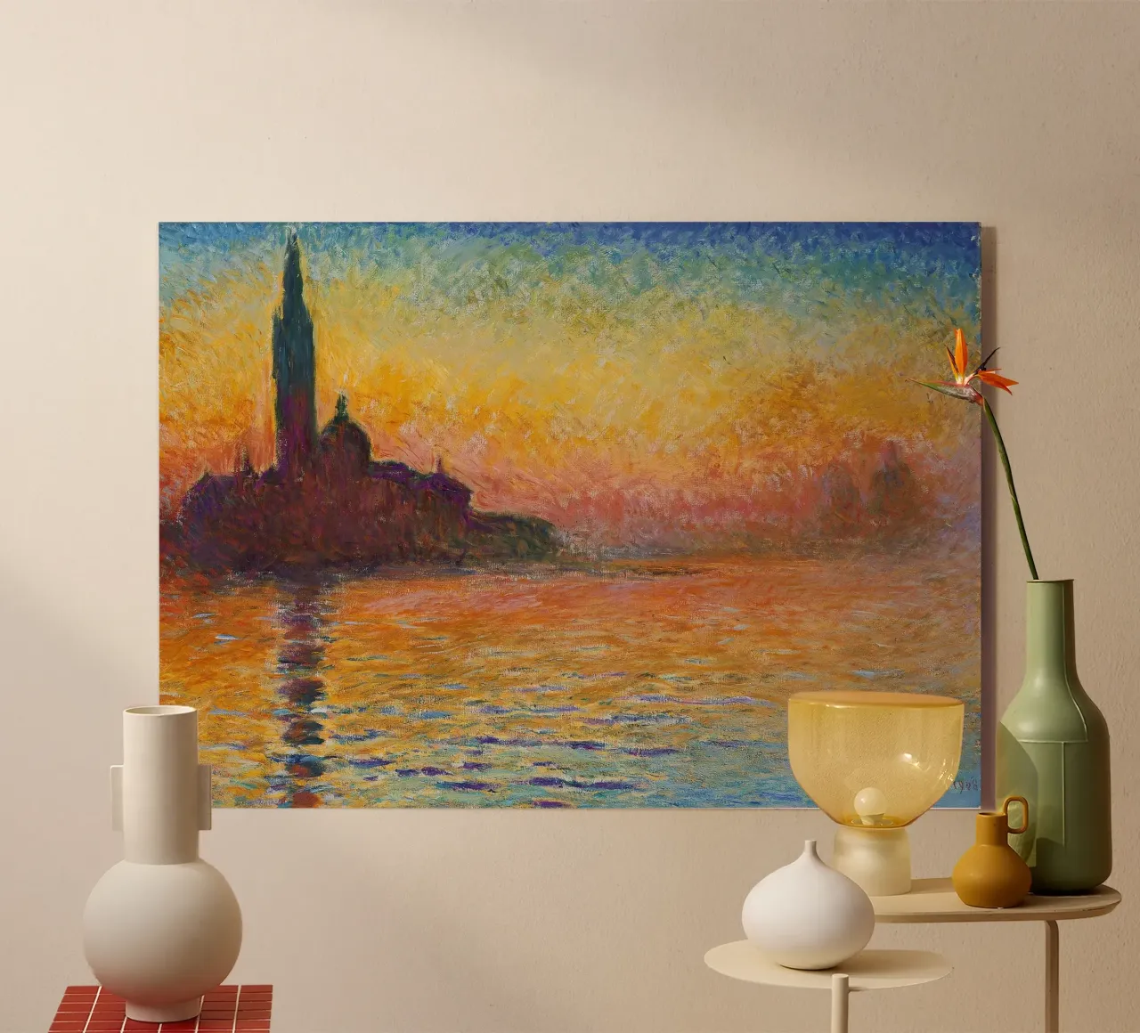 Claude Monet - San Giorgio Maggiore in der Abenddämmerung (1908) Acryl-Glas von Timeless Artworks