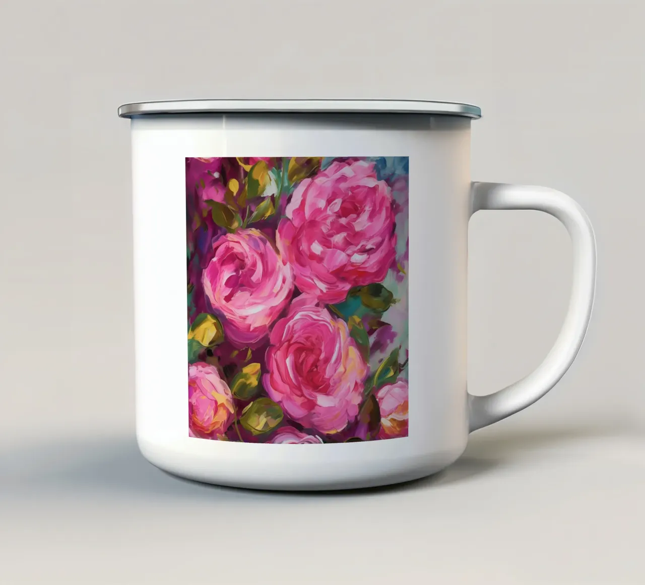 Romanticismo floreale rosa tazza in smalto da Carinaprint