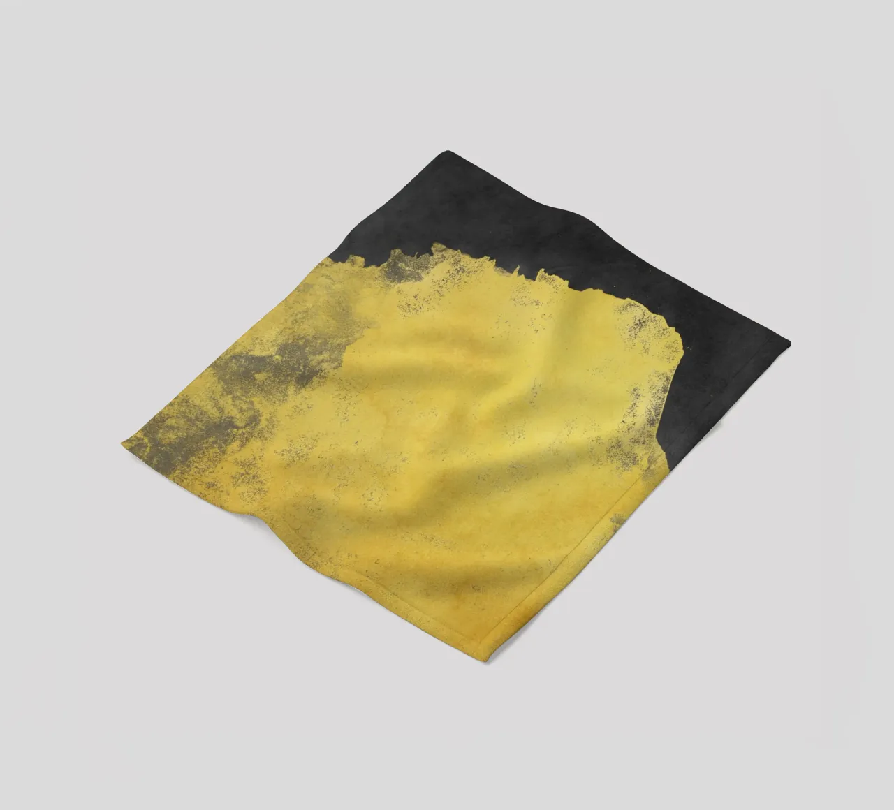Paesaggio minimale nero e giallo 01 coperta in pile da amini54