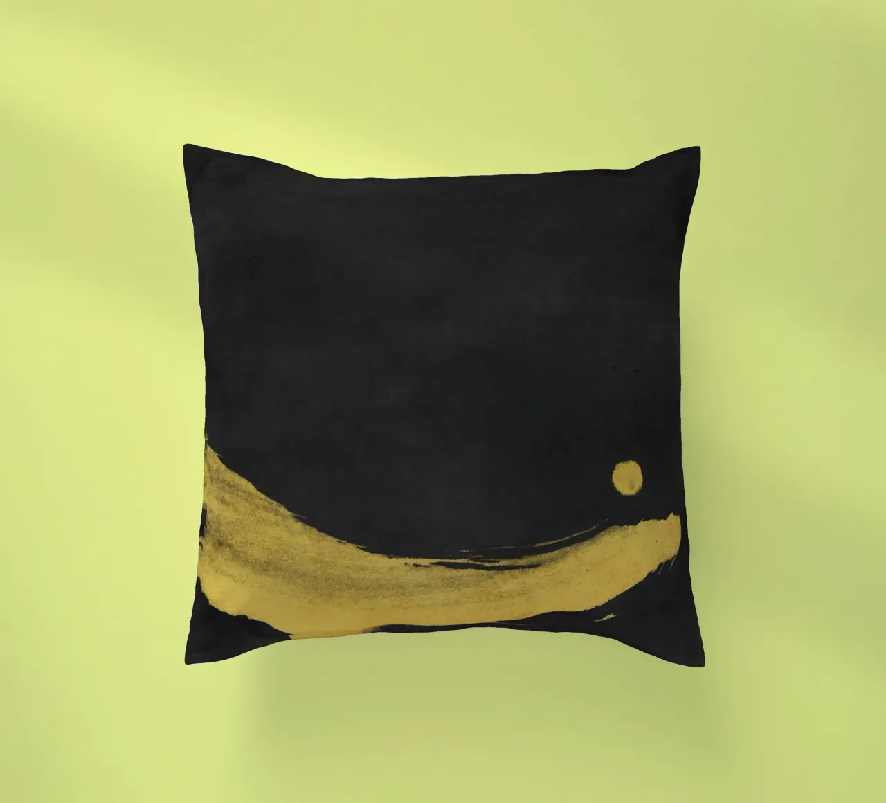 Paesaggio minimale nero e giallo 02 cuscino da amini54