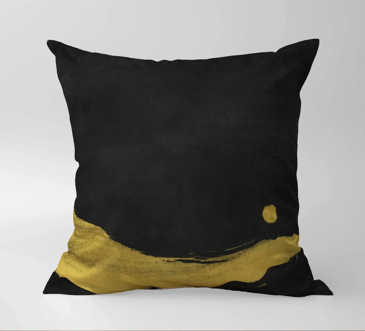 Paesaggio minimale nero e giallo 02 cuscino da amini54