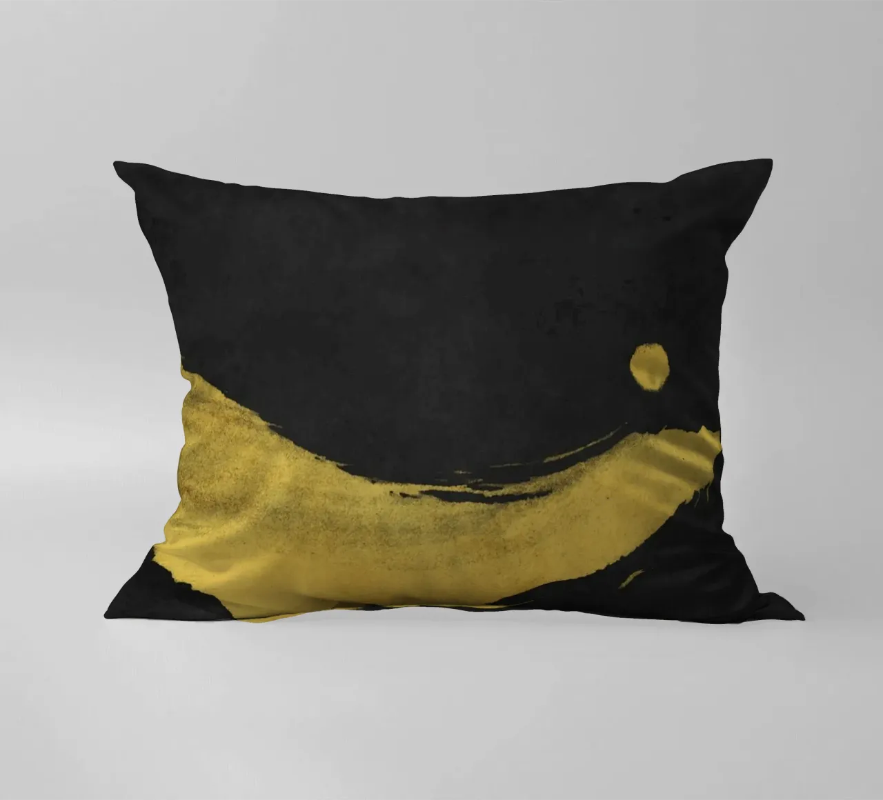 Paesaggio minimale nero e giallo 02 cuscino da amini54