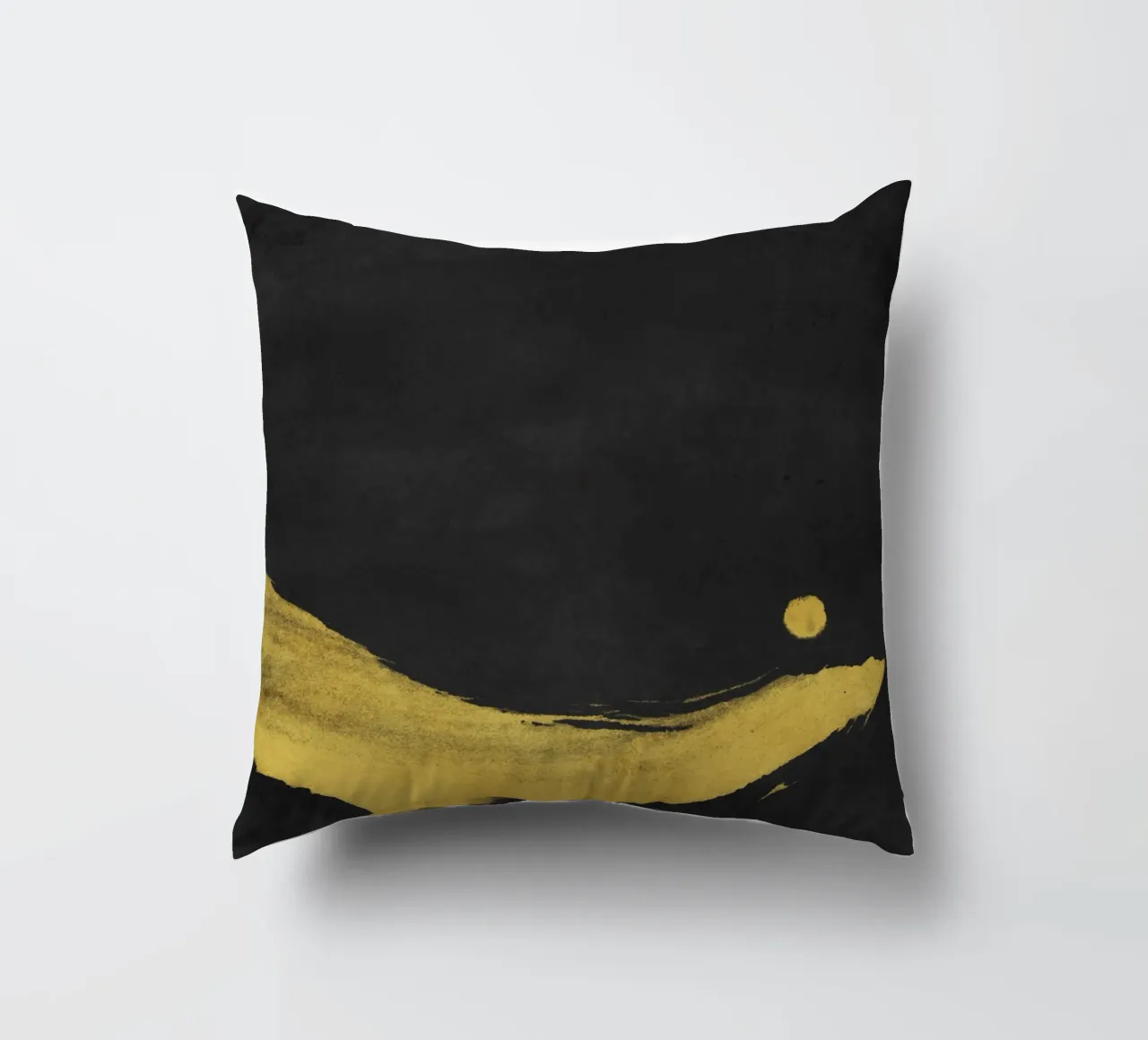 Paesaggio minimale nero e giallo 02 cuscino da amini54