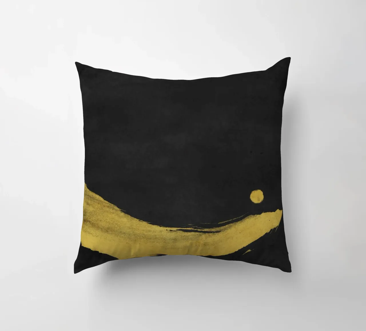 Paesaggio minimale nero e giallo 02 cuscino da amini54