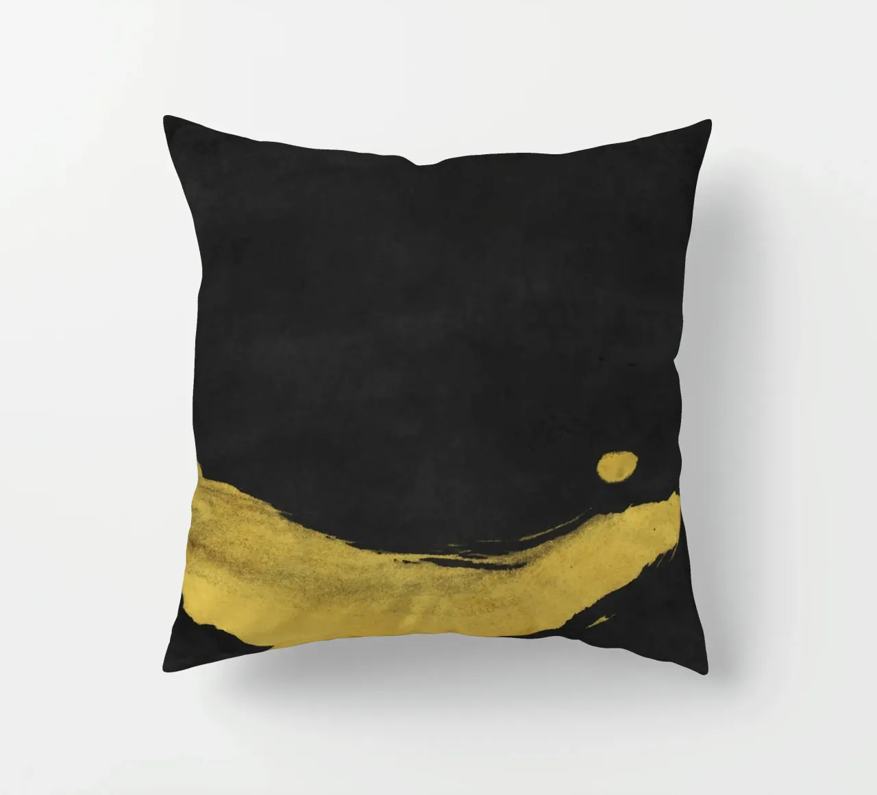 Paesaggio minimale nero e giallo 02 cuscino da amini54