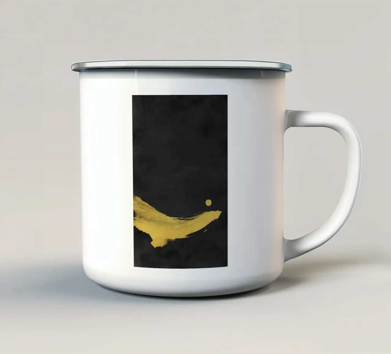 Paesaggio minimale nero e giallo 02 tazza in smalto da amini54