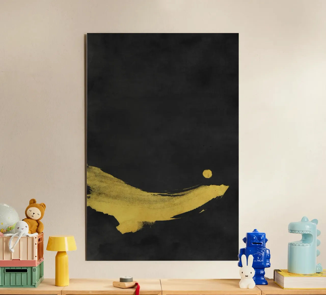 Paesaggio minimale nero e giallo 02 alluminio dibond da amini54