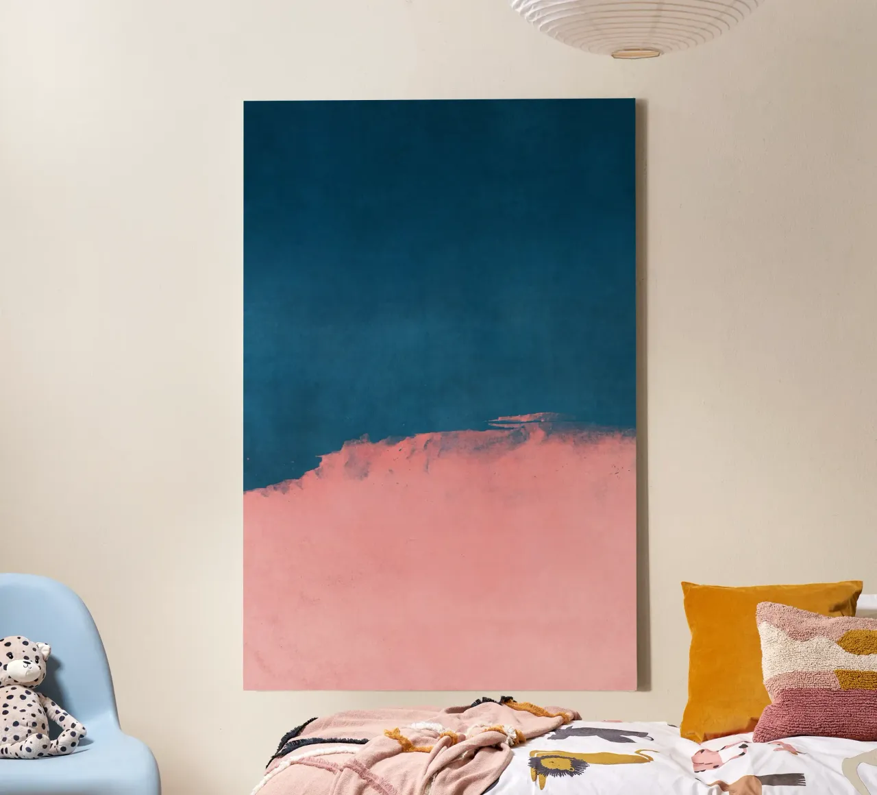 Paesaggio minimale rosa e blu navy 01 tela da amini54