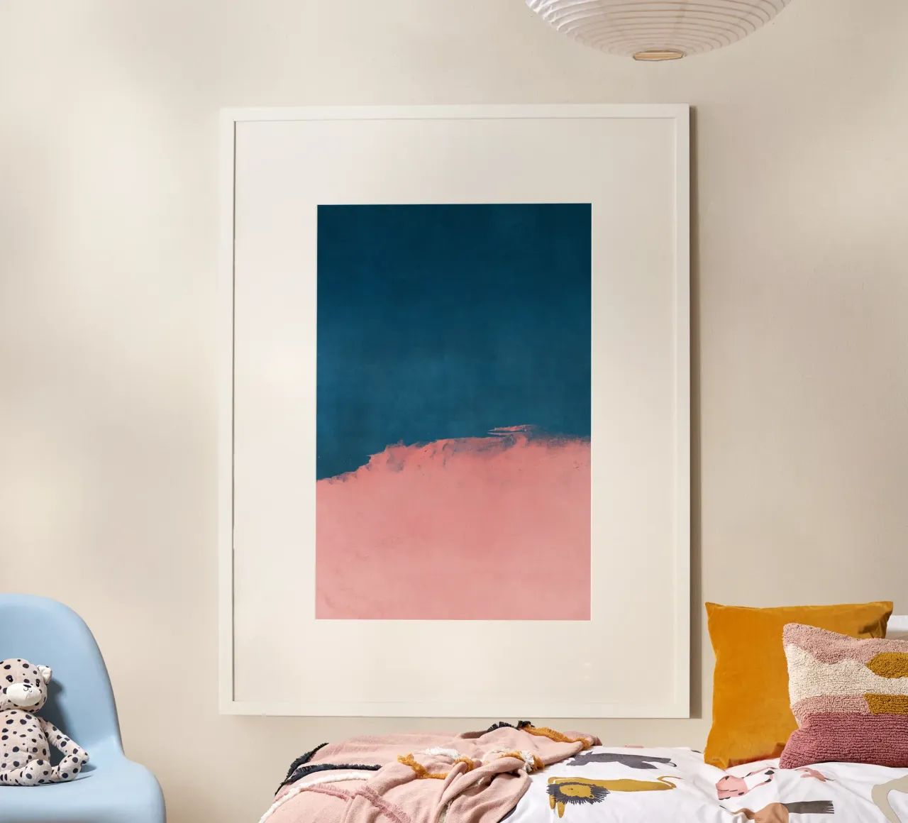 Paesaggio minimale rosa e blu navy 01 carta hahnemühle da amini54
