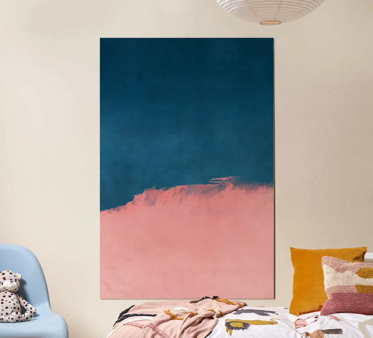 Paesaggio minimale rosa e blu navy 01 carta hahnemühle da amini54
