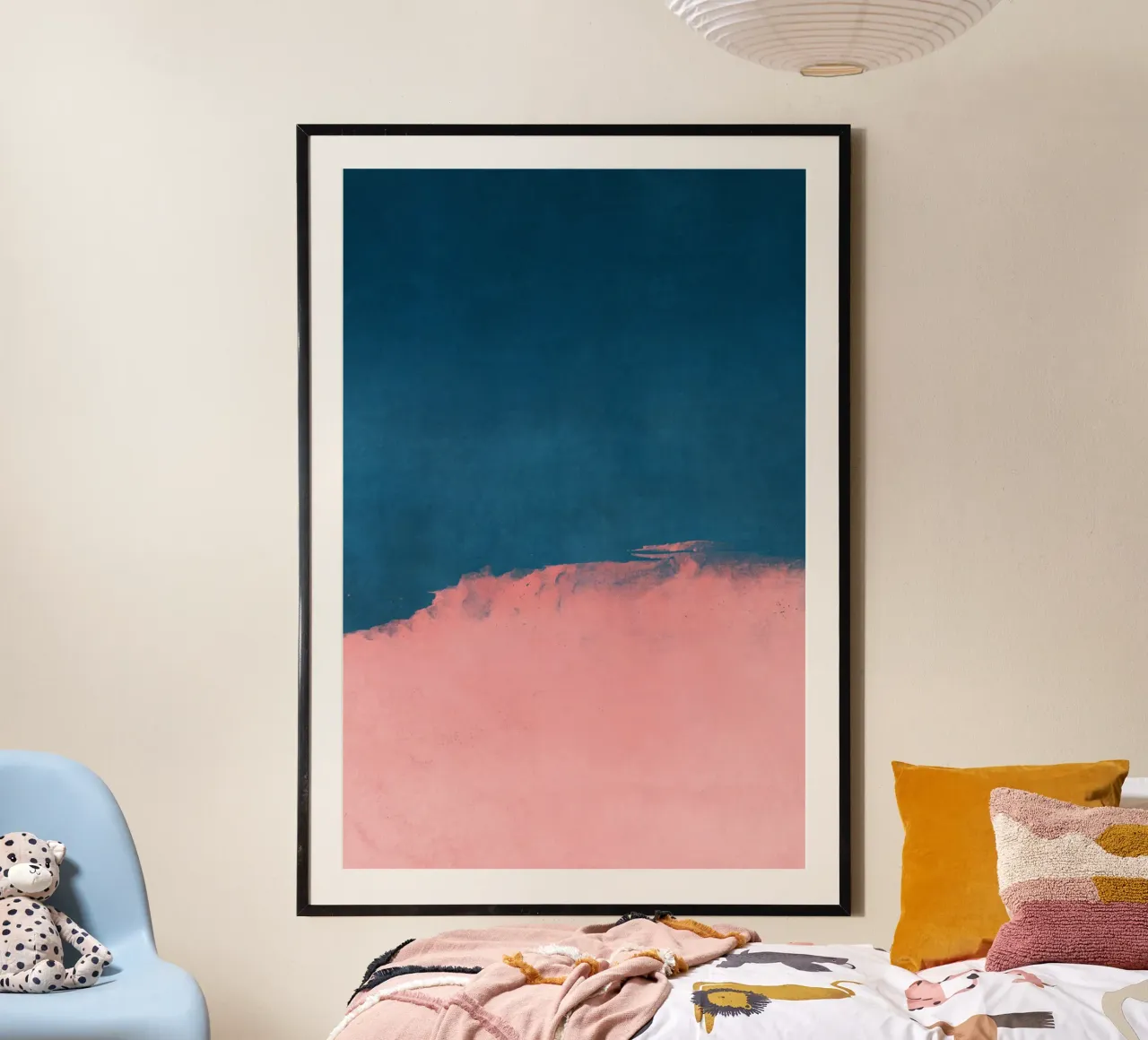 Paesaggio minimale rosa e blu navy 01 carta hahnemühle da amini54