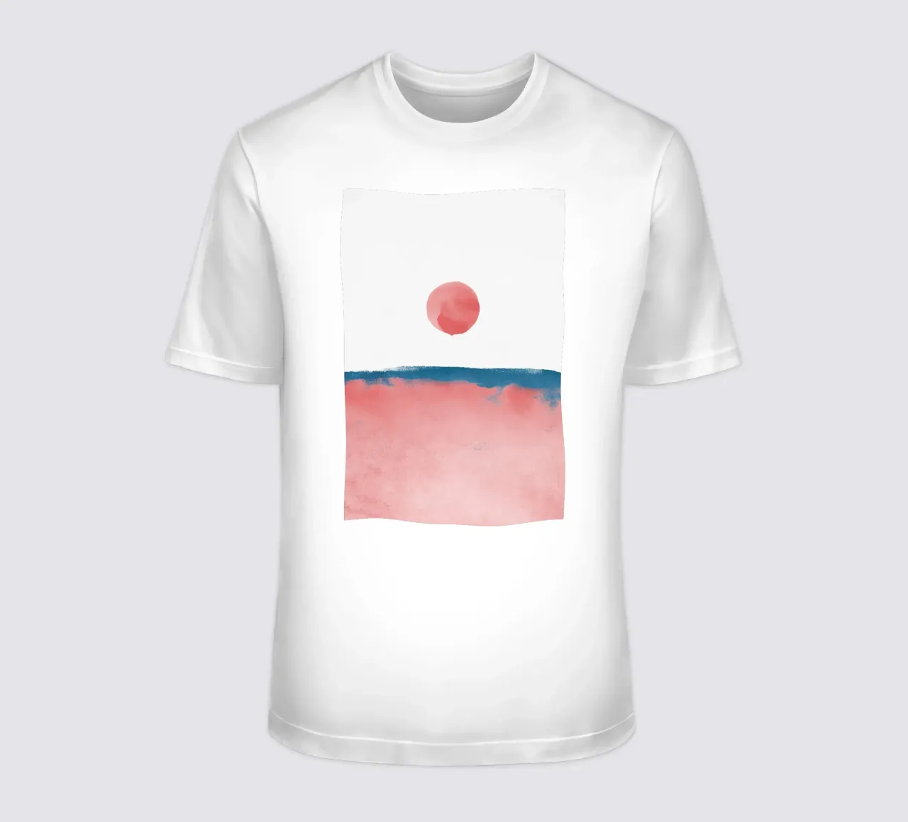 Paesaggio minimale rosa e blu navy 02 t-shirt da amini54