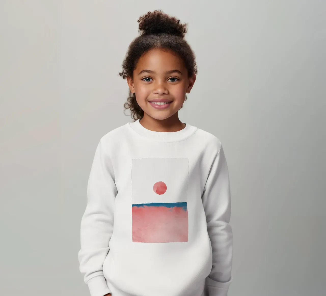 Paesaggio minimale rosa e blu navy 02 felpa bambino da amini54