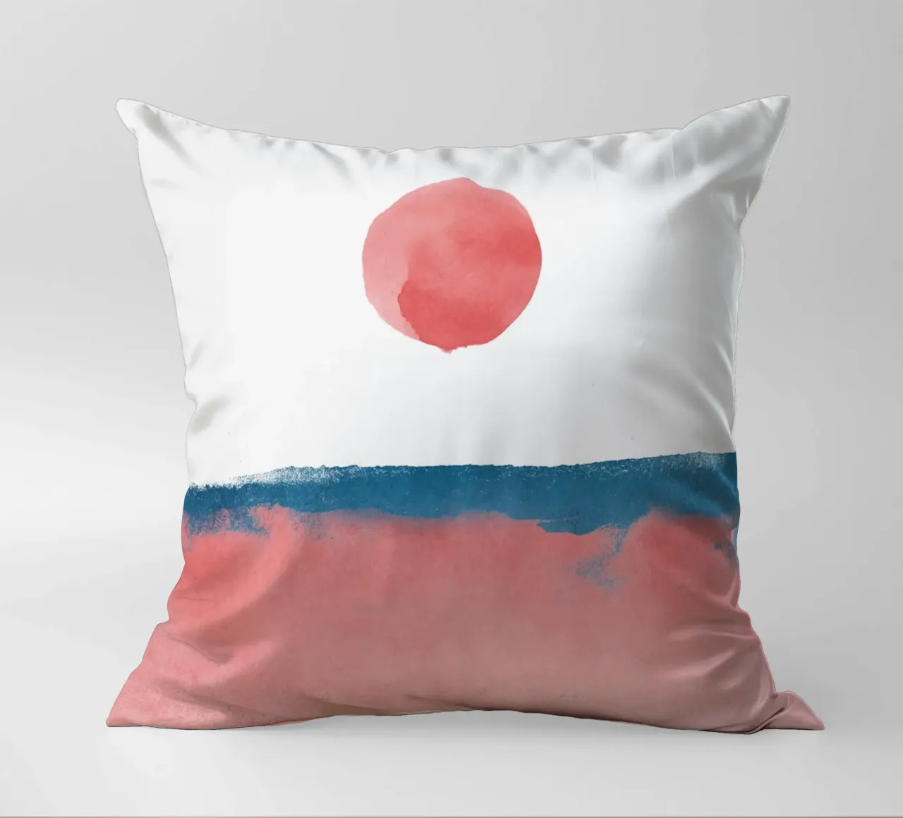 Paesaggio minimale rosa e blu navy 02 cuscino da amini54