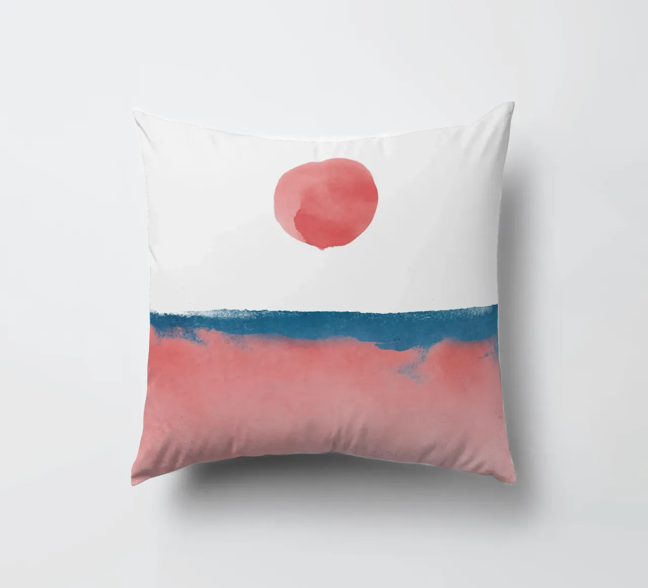 Paesaggio minimale rosa e blu navy 02 cuscino da amini54