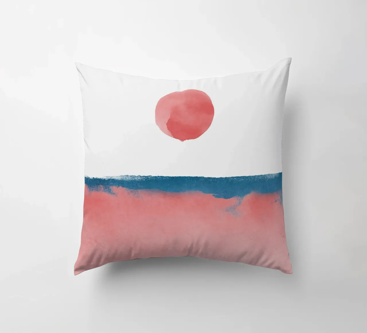 Paesaggio minimale rosa e blu navy 02 cuscino da amini54