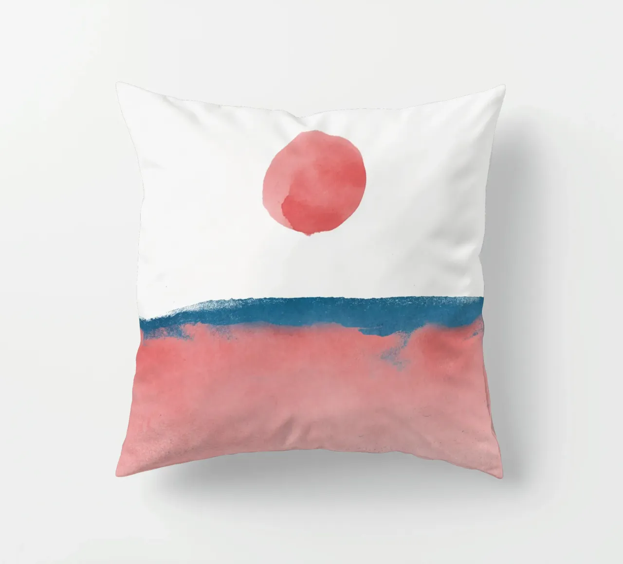 Paesaggio minimale rosa e blu navy 02 cuscino da amini54