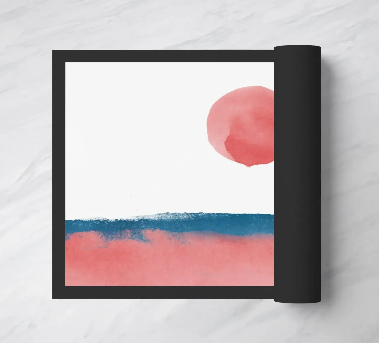 Paesaggio minimale rosa e blu navy 02 zerbino da amini54
