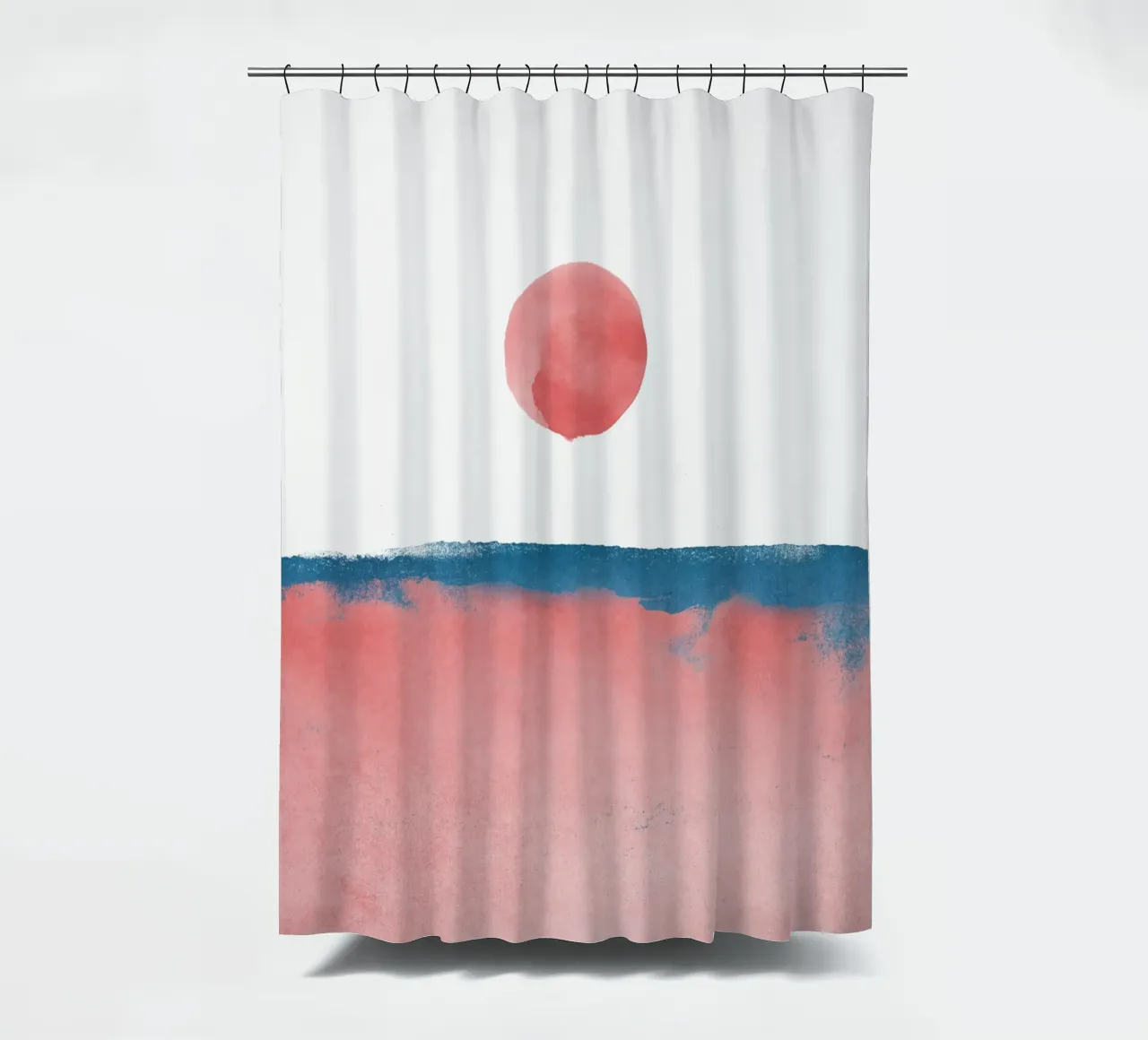 Paesaggio minimale rosa e blu navy 02 tenda da doccia da amini54
