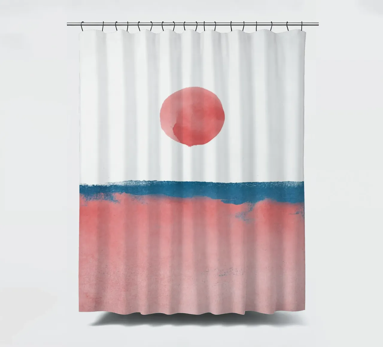 Paesaggio minimale rosa e blu navy 02 tenda da doccia da amini54