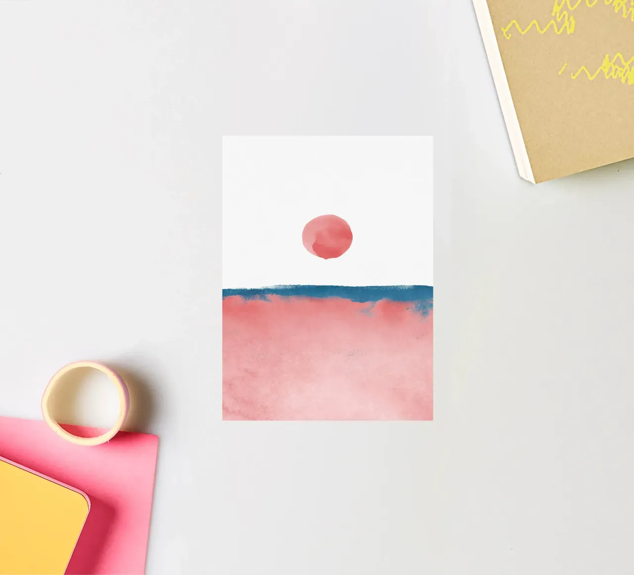 Minimal Landscape Pink and Navy Blue 02 sticker by amini54