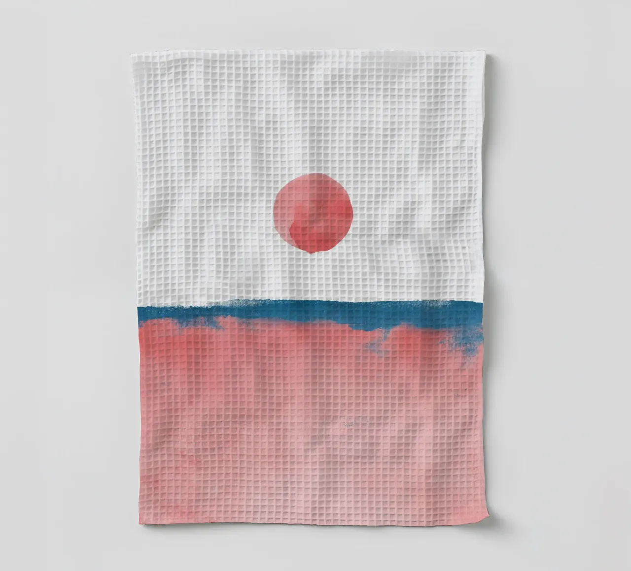 Paesaggio minimale rosa e blu navy 02 canovaccio da cucina da amini54