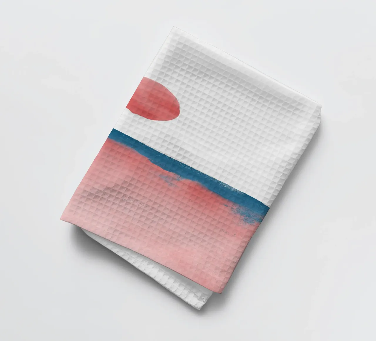 Paesaggio minimale rosa e blu navy 02 canovaccio da cucina da amini54