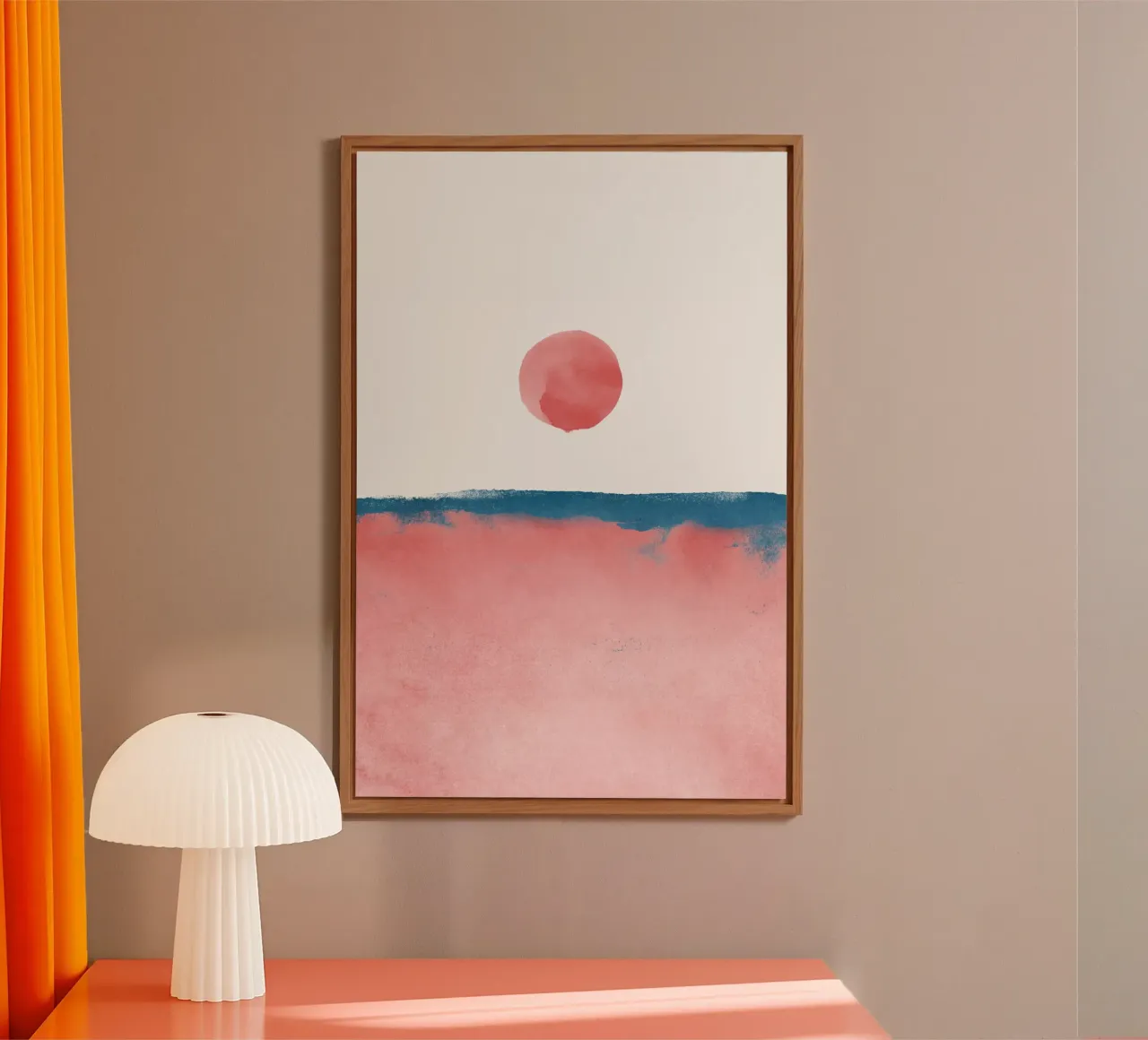 Paesaggio minimale rosa e blu navy 02 alluminio dibond da amini54