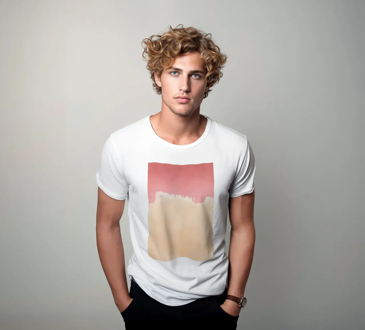 Minimal Landscape Pink and Yellow 01 t-shirt by amini54