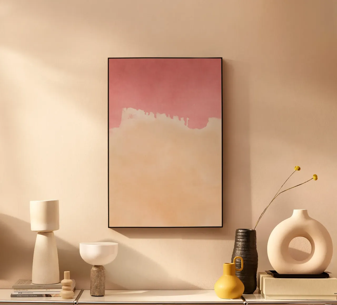 Paesaggio minimale rosa e giallo 01 plexiglass da amini54