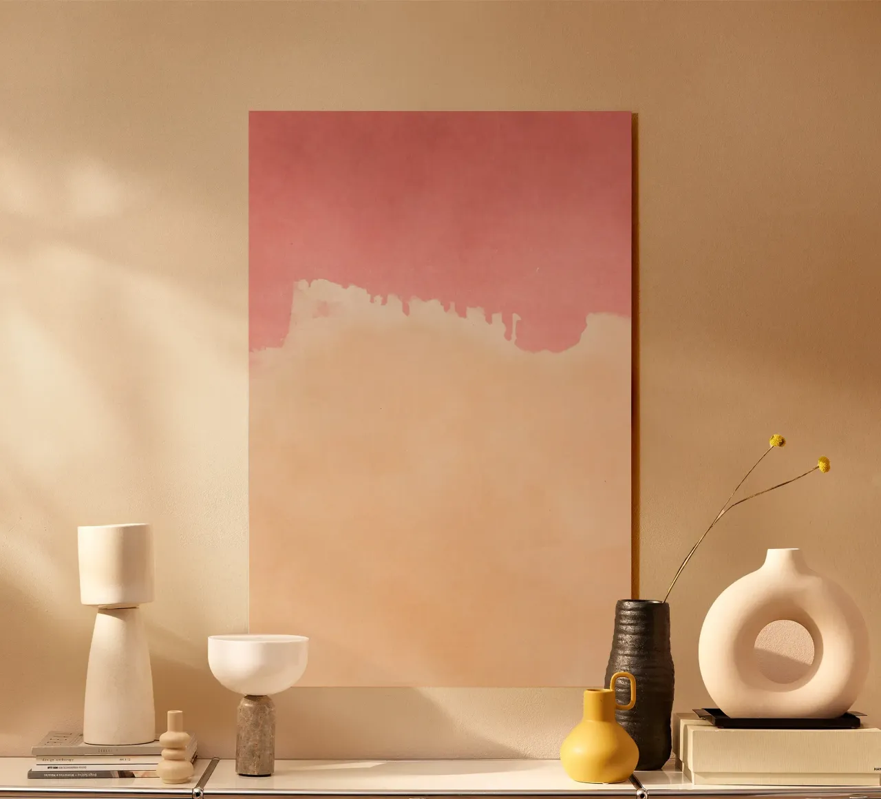 Paesaggio minimale rosa e giallo 01 plexiglass da amini54