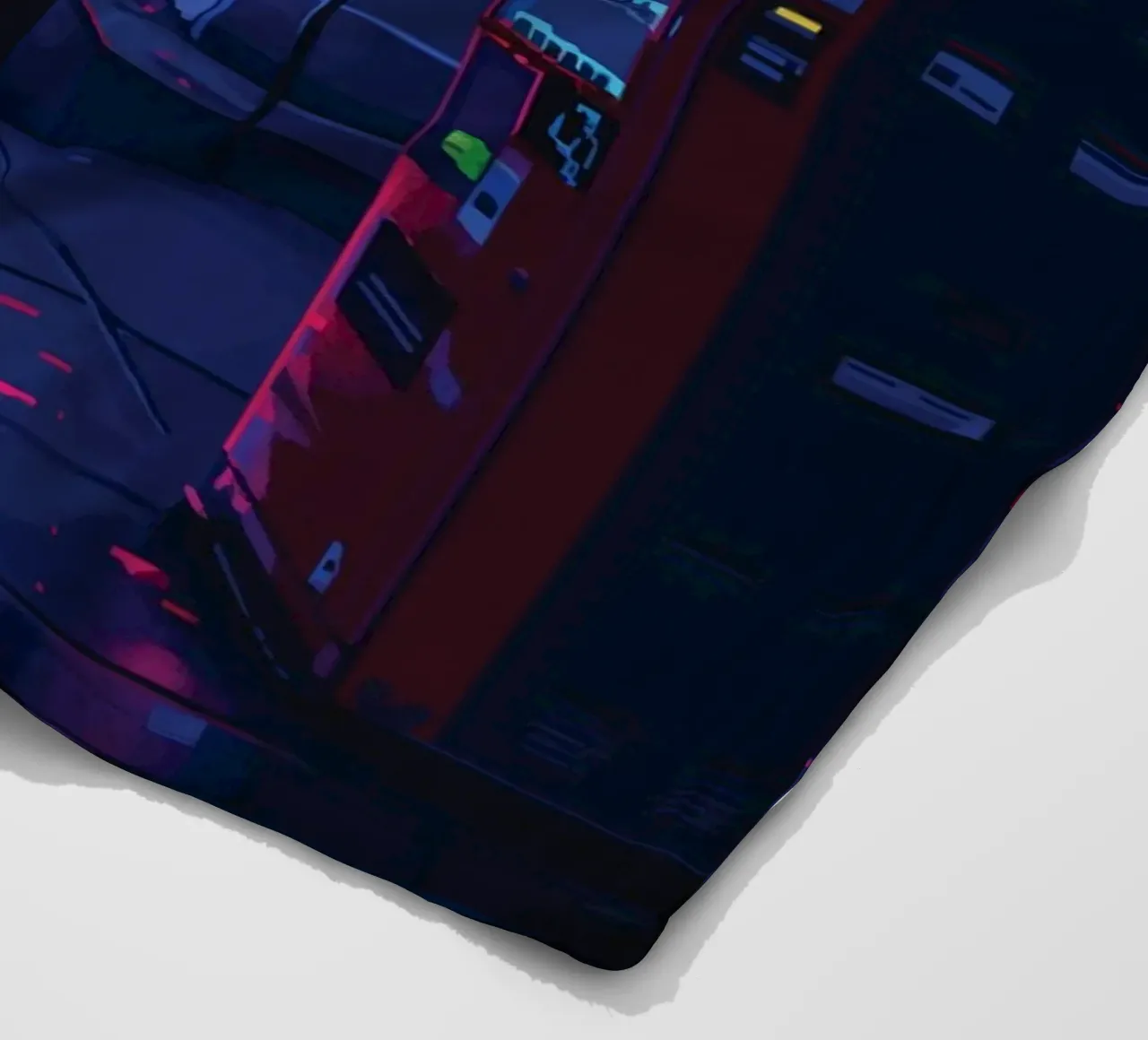 Paesaggio urbano pixelato con distributore automatico e uomo di notte coperta in pile da Dreamyart