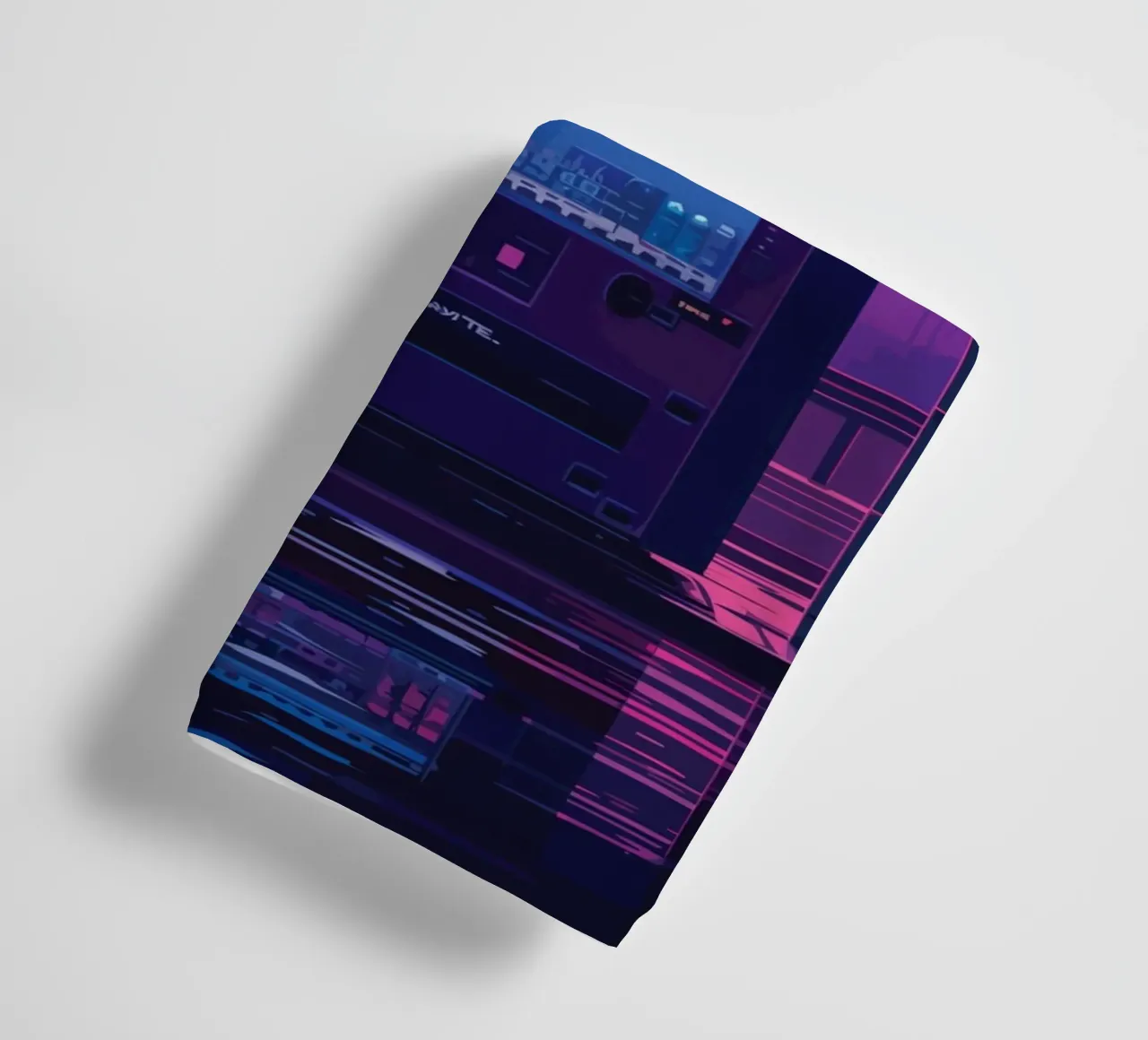 Man Waiting at Train Station with Vending Machine and Neon S towel by Dreamyart