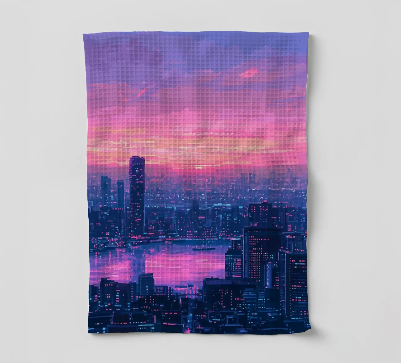 Paesaggio urbano al tramonto Pixel Art canovaccio da cucina da Dreamyart