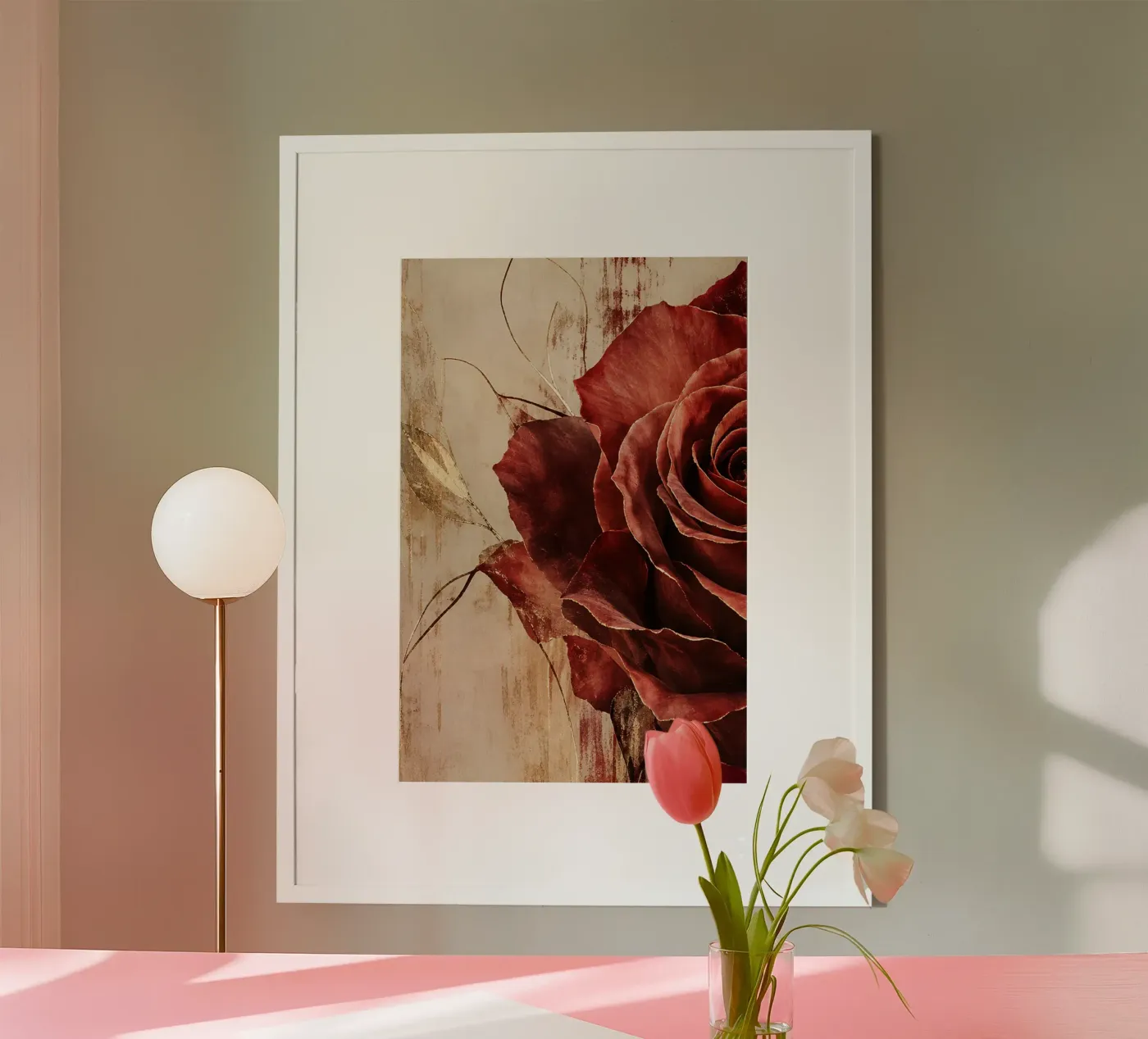 rote rose poster van Linsi
