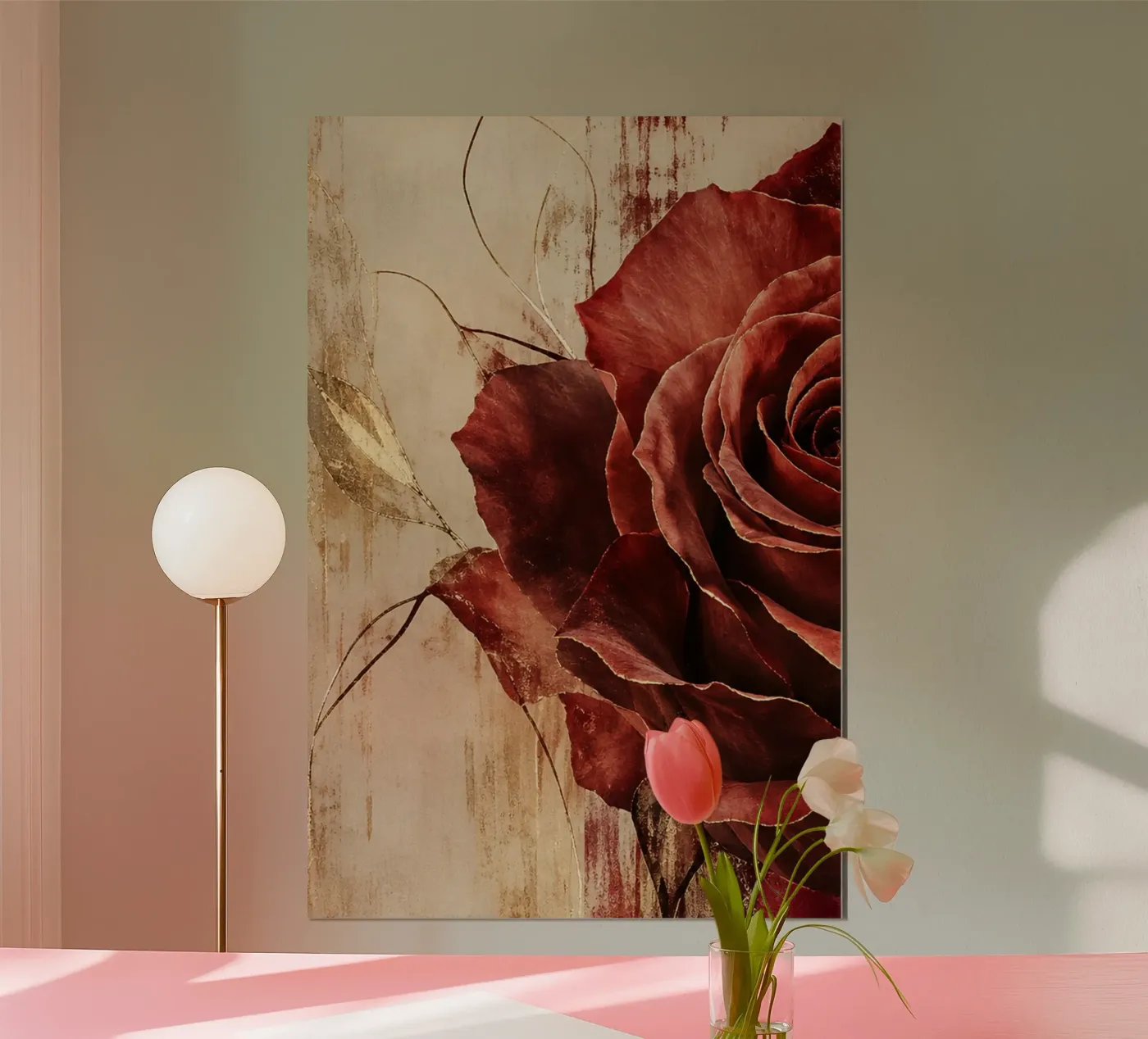 rote rose poster van Linsi