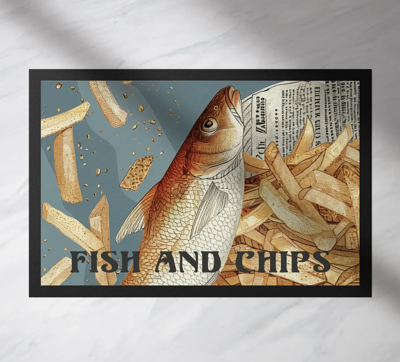 Fish & Chips retrò zerbino da Carinaprint